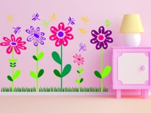 Flores y libélulas