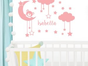 Oso en la luna Niña (Nombre Personalizado)
