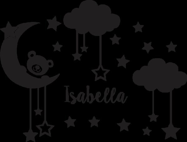 Oso en la luna Niña (Nombre Personalizado)