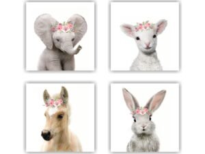 Retablos Animals Crown of Flowers