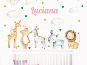 Safari Watercolor Niña (Nombre Personalizado)