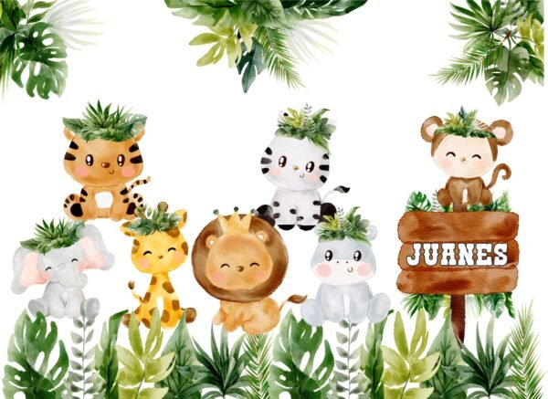 Mural Jungle Party (Nombre Personalizado)