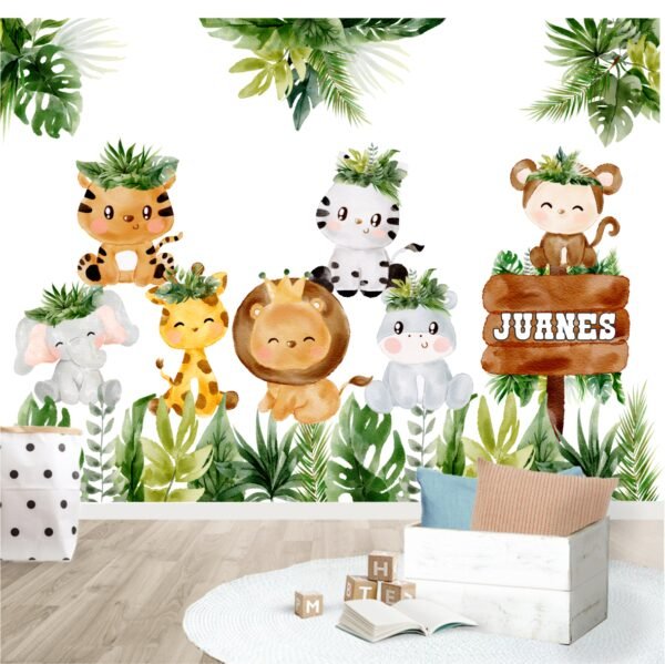 Mural Jungle Party (Nombre Personalizado)