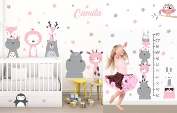 Combo de Vinilo + Medidor Animalitos Felices Niña