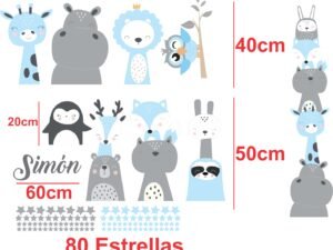 Combo de Vinilo + Medidor Animalitos Felices 3 Niño